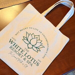 White Lotus Cream Tote Bag NWOT